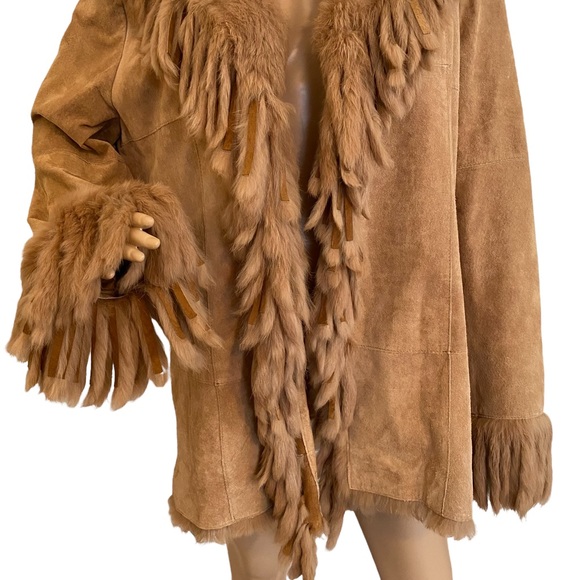 ASHLEY STEWART  | CAMEL FUR LEATHER COAT - Picture 9 of 16
